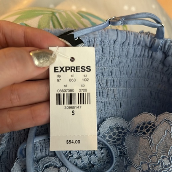 Brand New-Express All over lace crop cami blue. - Picture 2 of 2